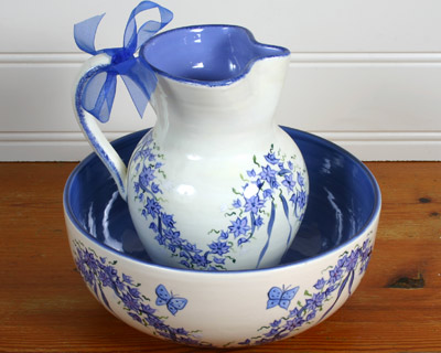 cornflower design jug and bowl