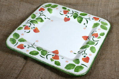 strawberry design square plate