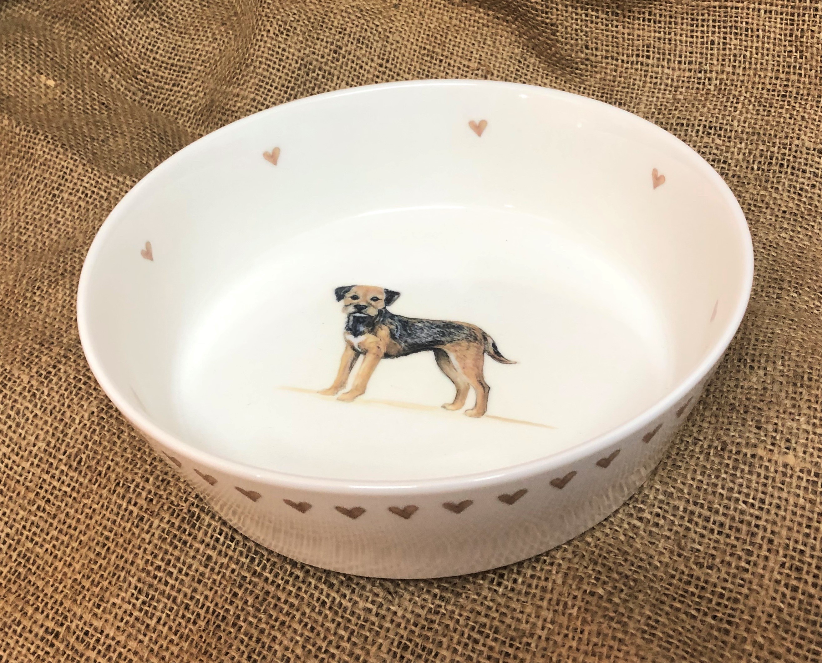 Border Terrier Bone China Dog Bowl - Gabriella Shaw Ceramics