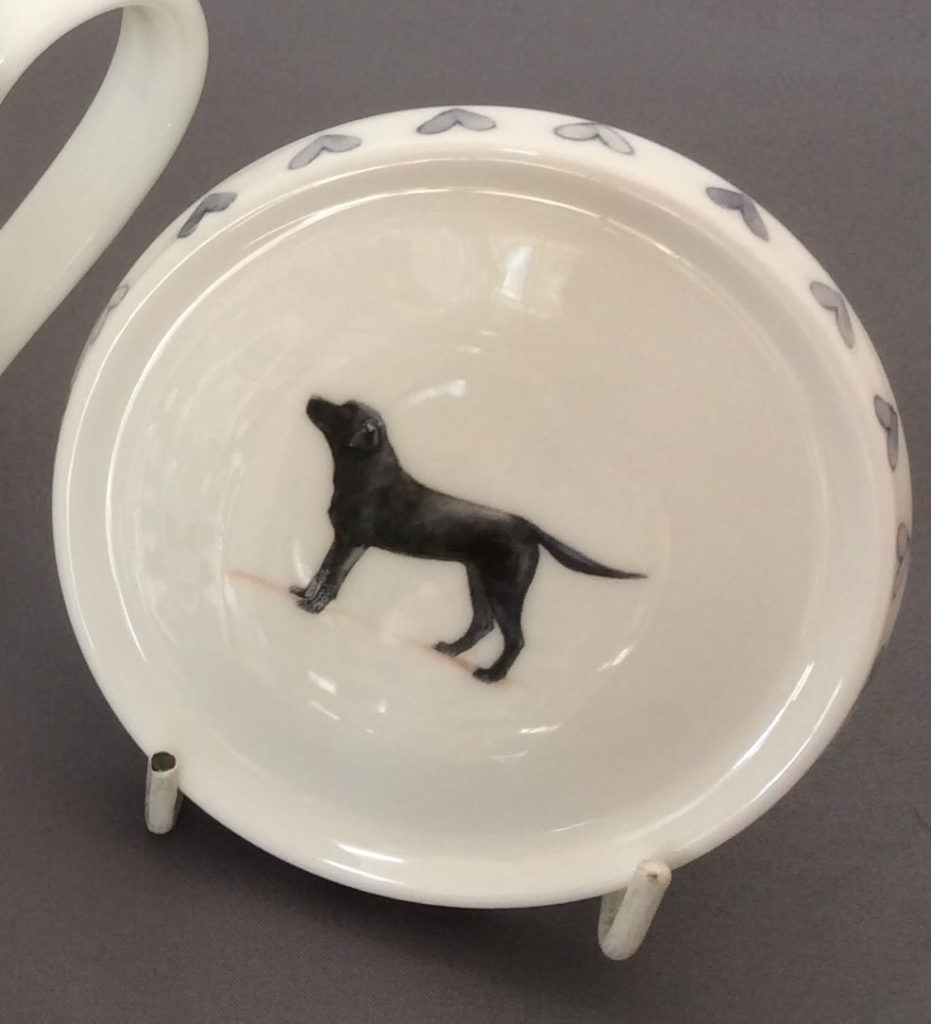 Chocolate Labrador Dog Bone China Lid - Gabriella Shaw Ceramics