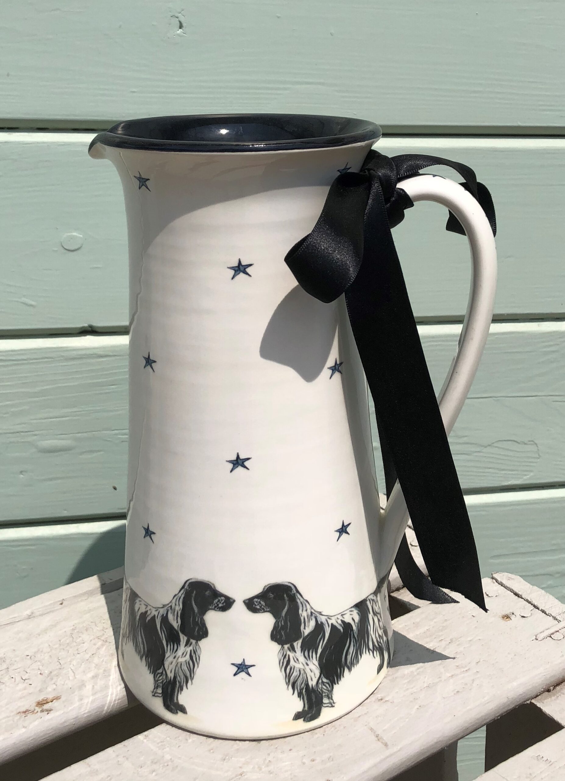 Black and White Cocker Spaniel Tall Jug. From £85.