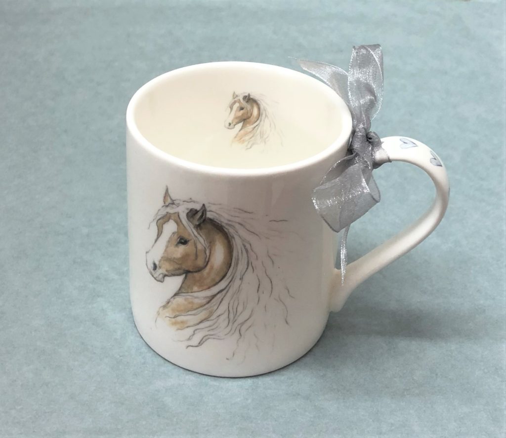 Palomino Pony with Hearts Bone China Horse Mug - Gabriella Shaw Ceramics