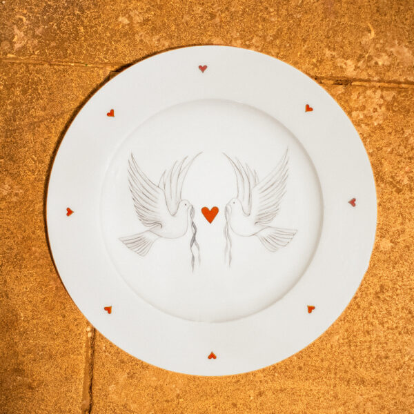 dove and heart plate