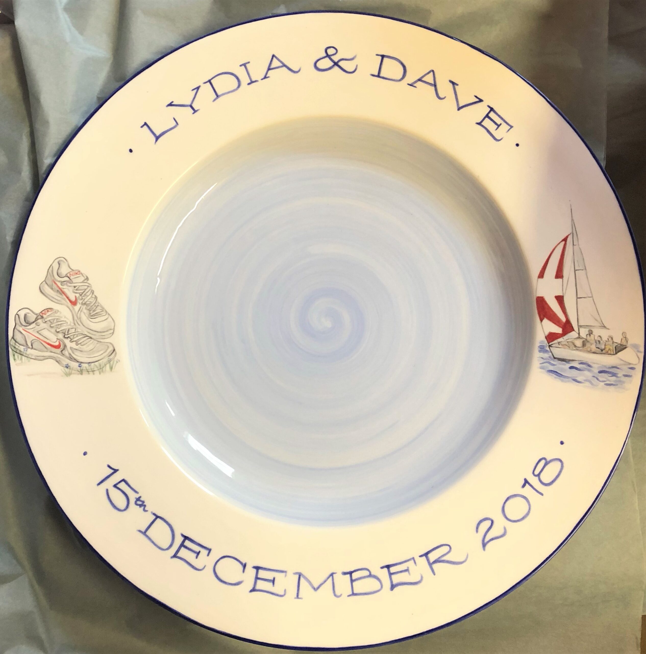 Wedding Signing Plate, inspired by the bride and groom's hobbies