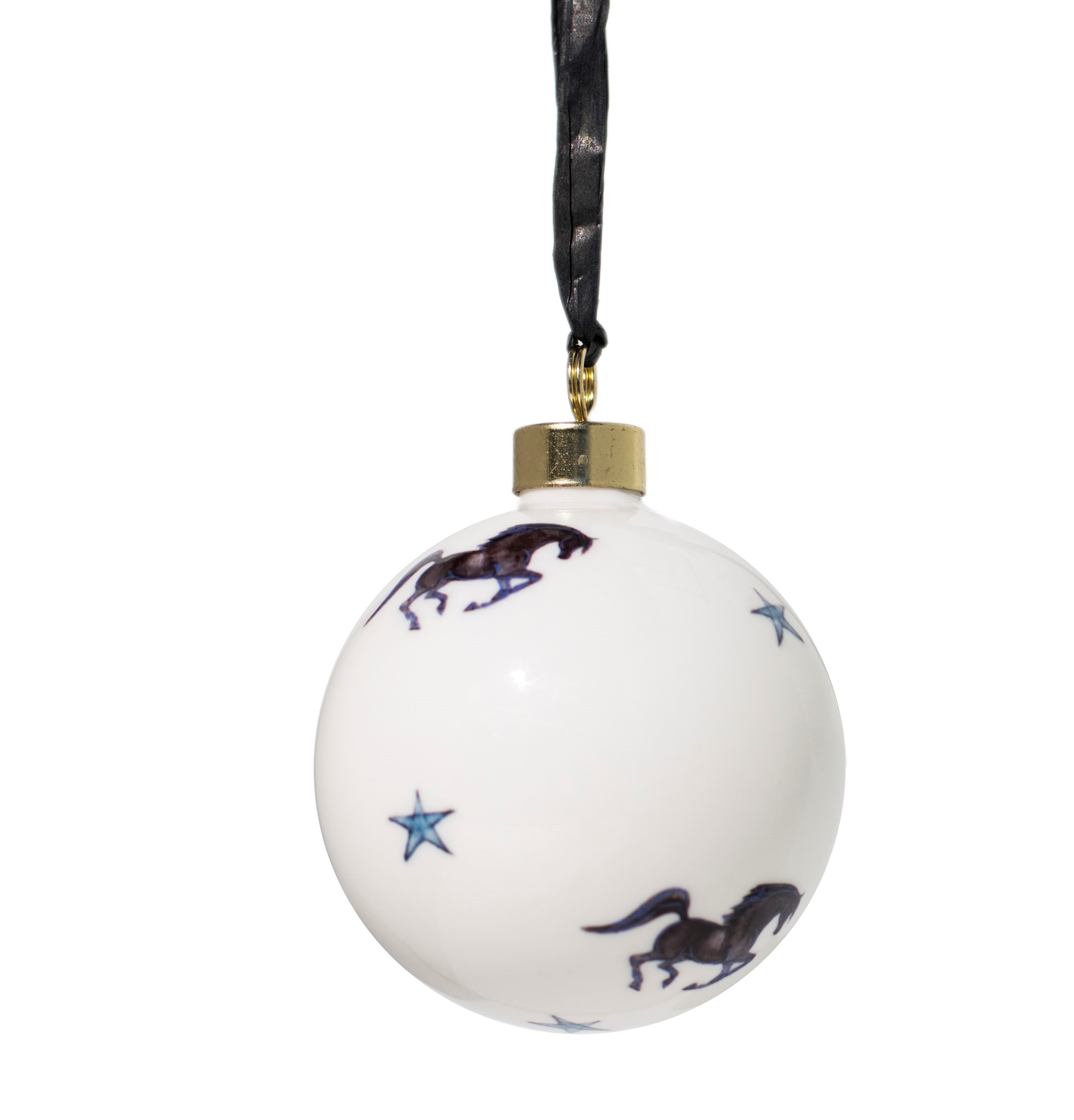 Black Stallion Horse Bone China Bauble Decoration - Gabriella Shaw Ceramics