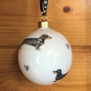 Wire Haired and Smooth Coated Dachshund Bone China Dog Bauble Decoration