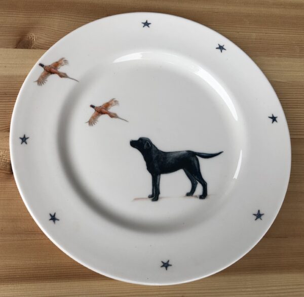 Black Labrador & Pheasant Bone China Dinner Plate